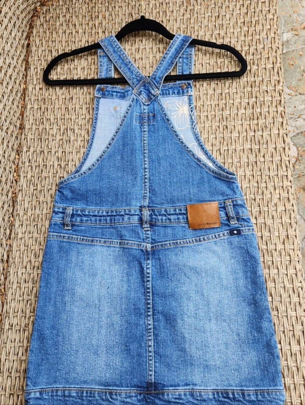 Lucky Brand Denim Overall Dress with Floral Embroidery - Picture 7 of 10